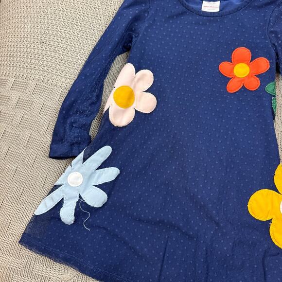 Hanna Andersson Blue Tulle Dress with Colorful Floral Appliqué 4 - Picture 3 of 13